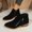 Black, variant on Women Ankle Booties, Block Low Heel Pointed Toe Soft Textured Fabric Slip On Short Chelsea Boots, Non Slip Casual Daily Outdoor Walking Fashion Mid Ankle Boots for Commute Streetwear Ginger 40