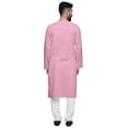 thumbnail image 3 of Atasi Asymmetric Indian Mens Long Kurta Solid Round Neck Kurtas Party Wear, 3 of 5