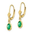thumbnail image 2 of FB Jewels 14K Yellow Gold 6x4 Oval Bezel May/Emerald Leverback Earrings, 2 of 3