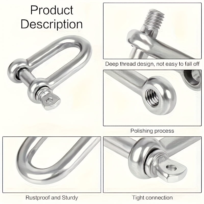 D-Shaped Ring Locking Clips, Metal Alloy for Construction Rigging, Vehicle Recovery, Towing, Securing, Hanging, Multipurpose Hardware, Outdoor Keychain Carabiner/Corrosion Resistant/Fuctional Design