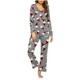 thumbnail image 2 of Tnhcen Women’s Christmas Print V-Neck Pajamas Long Sleeve Soft Top Comfortable Loose Pants Ideal Lounge and Homewear S-3XL, 2 of 5