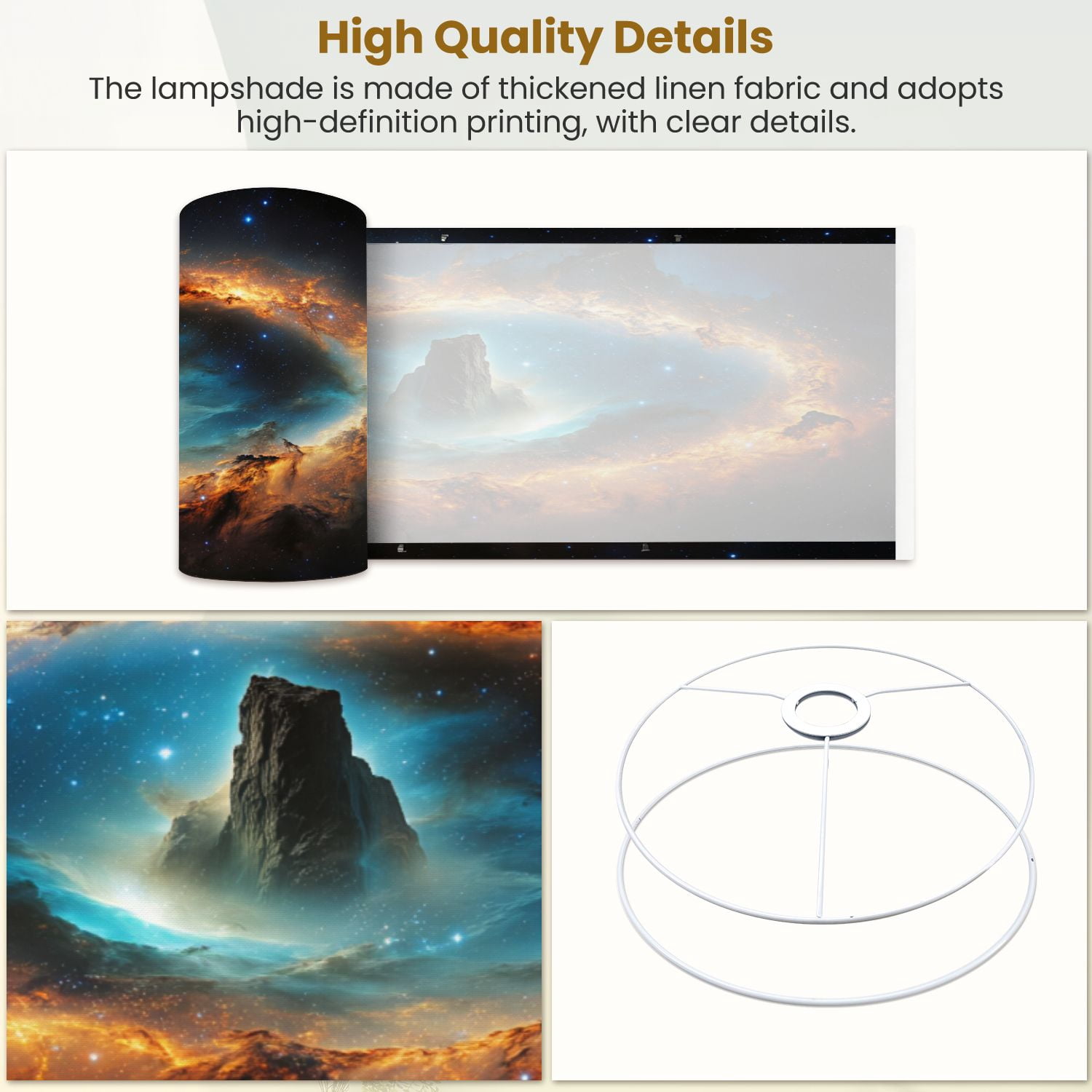 Space Linen Drum Lampshades Space Galaxy Nebula Outer Space Interstellar Astronomy 13"x13"x10" Light Shade for Table Lamps Floor Lamps Drum Lamp Shades Lampshade Replacement Assembly Required
