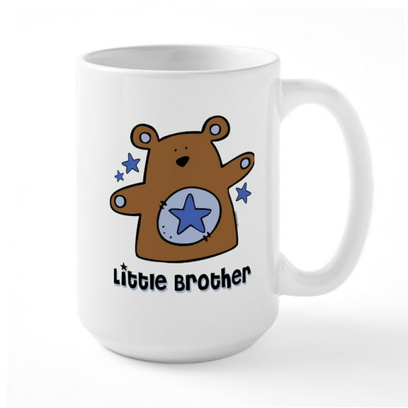 CafePress - Teddy Bear Little Brother Large Mug - 15 oz Ceramic Large White Novelty Mug