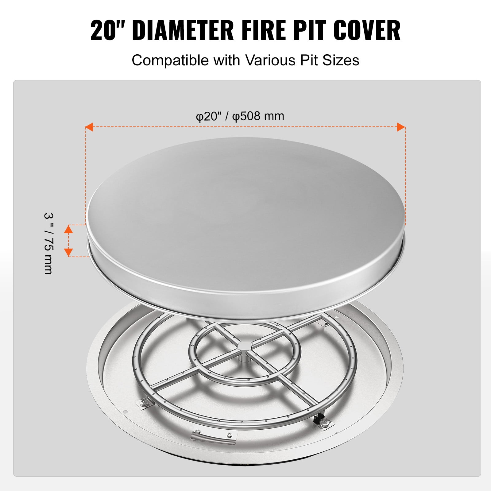 KFFKFF 20" Heavy Duty Round Fire Ring Cover Lid Spark Screen Outdoor Wood Burning