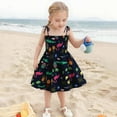 thumbnail image 2 of Baby Girls' Floral Dress Lightweight Sundress Print Strappy Summer Dress With Adjustable Ties For Beach & Casual Outfits &W07Blue 18-24 Months, 2 of 4