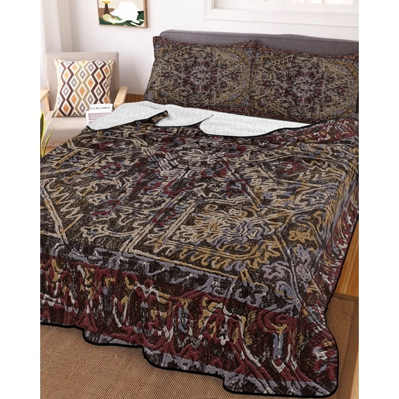 Boho Vintage Queen Size Down Alternative Comforter, Lightweight Comforter Quilt Bedding Set with Pillow Shams Modern Geometric Abstract Art Aesthetics All Seasons Bed Comforter Duvet Insert 90"x96"