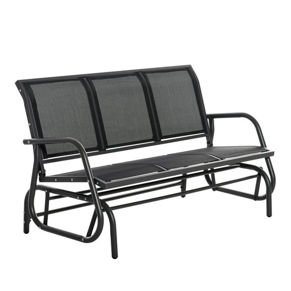 3-Person Outdoor Patio Glider Bench, Porch Swing - Breathable Mesh, Metal Frame, Black - 660lbs Capacity