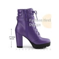 thumbnail image 5 of BLISSFUL STEP Women's Ankle Boots Chunky Heel Lace Up Buckle Platform Side Zipper Round Toe Boots Purple 8, 5 of 7