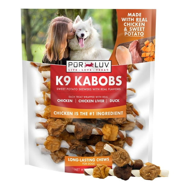 PUR LUV K9 Kabobs Triple Flavor & Sweet Potato Stick Treats for Dogs