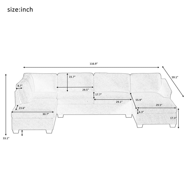 U Shape Modern Sectional Sofa Set