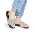 thumbnail image 6 of Cream Checkered Women's Slide Sandals Slippers, 6 of 8