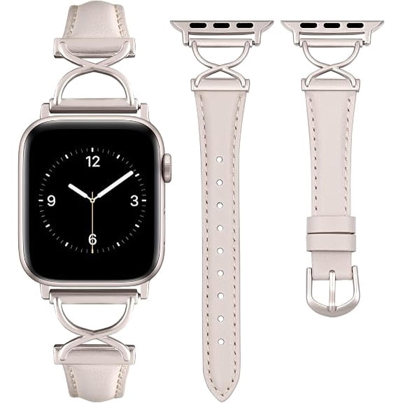 Wearlizer Slim Leather Watch Band Compatible with Apple Watch Bands 38/40/41/42/44/45/46/49mm Women Thin Strap for Iwatch Series 11/10/9/8/7/6/5/4/3/SE/Ultra