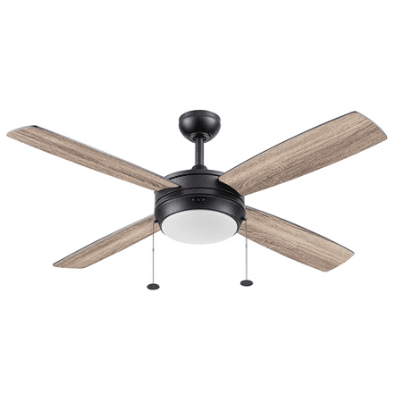 

Prominence Home Kailani 52 Matte Black Modern Ceiling Fan with 4 Blades Integrated LED Light Kit Pull Chains & Reverse Airflow