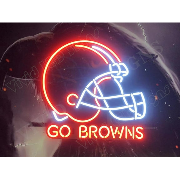 Queen Sense 24"x20" For Clevelands Sports League Go Browns Helmet LED Sign Light Neon Signs With Dimmer Party Home Wall Decor Lights W124CBHGB-XLED