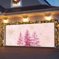 thumbnail image 3 of Fsddascl 7 x 16 Ft Christmas Garage Door Cover, Pink Christmas Tree Large Garage Door Banner, Xmas Snowflake Winter Hanging Garage Mural Background for Indoor Outdoor Xmas Party Supplies, 3 of 9