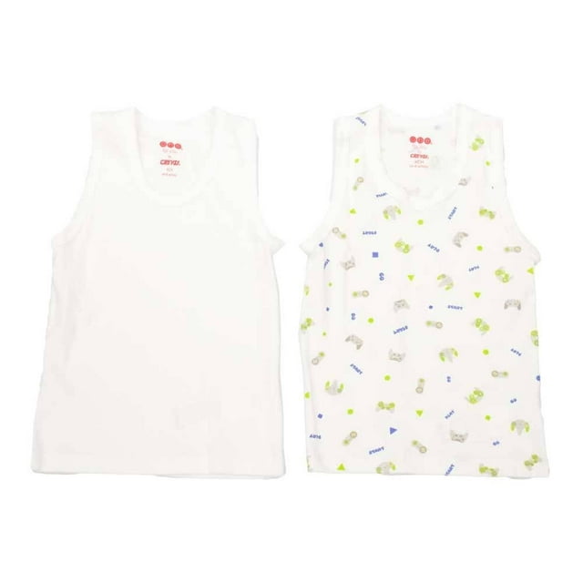 Set de Camisetas Baby Creysi para Niño sin Mangas con Tirantes con Diseño de Videojuegos Blanco Talla 4-6