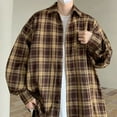thumbnail image 5 of GigrtiJin Mens Oversized Trendy Shirt Striped Plaid Printed Lapel Long Sleeve Blouse Baggy Button Down Tops with Pocket, 5 of 6