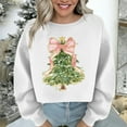 thumbnail image 4 of Womens Christmas Sweatshirts Xmas Tree Printed Crop Tops for Teen Girls Casual Crewneck Long Sleeve Pullovers (M, White), 4 of 5