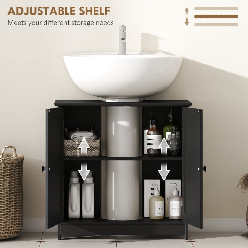Alvantor Under Sink Bathroom Storage Cabinet with 2 Doors & Adjustable Shelf 23.5" W x 11.75" D x 23.5" H Black