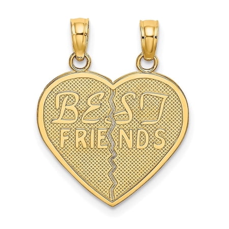 Diamond2Deal 10K Yellow Gold BEST FRIENDS Break-A-Part Heart Pendant for Women (L- 0.97 inch, W-0.72 inch)