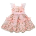 thumbnail image 5 of IBTOM CASTLE Toddler Baby Girls Butterfly Dress Princess Embroidered Flutter Sleeve Pageant Wedding Birthday Party Tulle Tutu Dress 18-24 Months Pink & Gold, 5 of 8