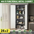 thumbnail image 4 of SOLAURA Metal Storage Office Cabinets with Locking Doors and Adjustable Shelves, 71 inch Tall Steel Storage Cabinet for Office, Home (Gray White), 4 of 9