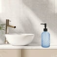 thumbnail image 2 of Unique Bargains 1 Pc Cylinder Argyle Soap Dispenser 13.53oz Blue Black, 2 of 6