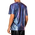 thumbnail image 3 of INSPIRE CHIC Metallic Animal Printed T-Shirt for Men's Short Sleeves Disco Party Tee Shirts M Purple Blue, 3 of 6