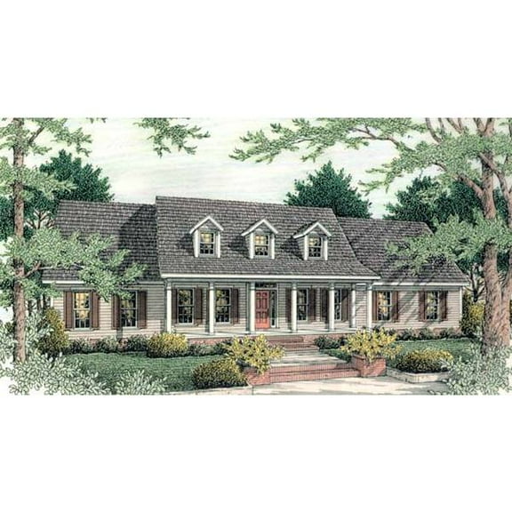 The House Designers: THD-5374 Builder-Ready Blueprints to Build a Country House Plan with Crawl Space Foundation (5 Printed Sets)