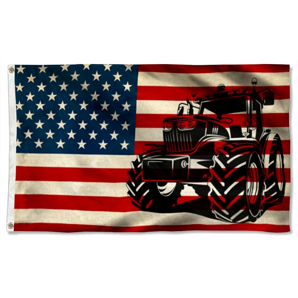 Cayyon Tractor Flag Farmer Tractor American Grommet Flag 3x5Feet Banner