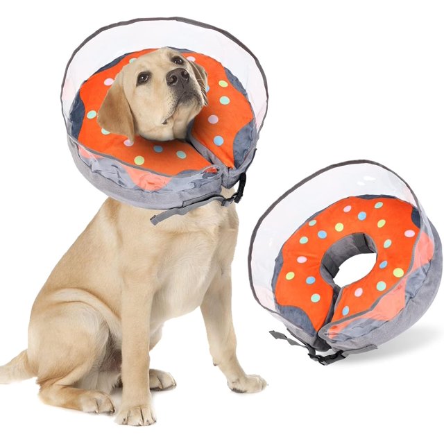GFDYREE Dog Cone, Soft Inflatable Dog Cone Alternative for Small Medium and Large Dogs, Cone for Dogs After Surgery to Stop Licking and Scratching, Dog Donut Cone with Enhanced Anti Licking