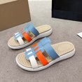 thumbnail image 2 of Fesfesfes Bohemian Style Women's Flat Summer Sandals Handmade Woven Comfortable Lightweight Shoes for Beach Vacation Casual Outfits(Blue#2,US 6.5), 2 of 5