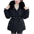 thumbnail image 2 of Christmas Gift Ofreoo Women's Winter Casual Loose Fashion Color Pocket Zippered Tops Reversible Long Cotton Coat Winter Coats for Women, 2 of 8