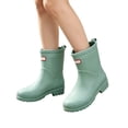 thumbnail image 2 of Women Matte Mid Calf Rain Boots, Waterproof Slip On Outdoor Fashion Rubber Rain Shoes Green 38, 2 of 4