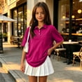 thumbnail image 6 of Abcomgle Black Polo Shirt Boys 10-12 Short Sleeve Polo Shirt Button Closure Solid Color School Uniform Basic Collared Dress Shirts for Boys, 6 of 6