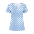 thumbnail image 5 of DeHolifer Women Summer T-Shirts Casual Printed Slanted Collar Short Sleeve Tee Tops Light Blue XL, 5 of 5