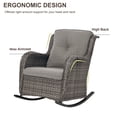 thumbnail image 3 of PARKWELL Outdoor Wicker Rocking Chair - 3 Piece Rattan Patio Bistro Set 2 Rocker Chairs and Glass Coffee Side Table - Set of 3 - Gray, 3 of 10