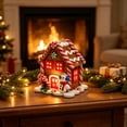 thumbnail image 5 of Light Up Gingerbread Themed House Ornament, PVC Warm LED Hanging Decoration for Christmas Tree, Tabletop Mantel Shelf Christmas Village Home Holiday Display, 5 of 7