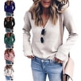 thumbnail image 3 of Hauts Tricotés à Manches Longues, Pull Tricoté Col en V pour Femmes Pull de Mode pour Femmes Méticuleusement Conçu, 3 of 5