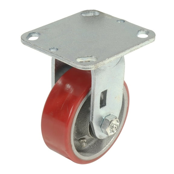 Global Industrial Heavy Duty Rigid Plate Caster 4"" Polyurethane Wheel 600 Lb. C