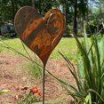 thumbnail image 4 of Blasgw Rustic Heart-Shaped Metal Ground Stake for Outdoor Decor - Decorative Iron Ground Plug Column Yellow, 4 of 9