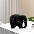 thumbnail image 2 of Estatua de elefante de cerámica de estilo nórdico, figura decorativa para el hogar. Negro S, 2 of 8