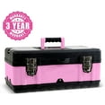 thumbnail image 3 of Pink Power Pink Tool Box for Women - 18" Small Metal & Plastic Portable Lightweight Pink Locking Empty Toolbox Chest - Craft Tote Storage Tool Case Organizer for Ladies Pink Tool Set Kit, 3 of 5