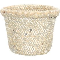 icolorfuled Rattan Trash Can Wicker Waste Basket Round Natural Garbage Bin Vintage
