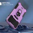 thumbnail image 3 of TJS Phone Case for Apple iPhone 13, Slide Camera Lens Cover Magnetic Support Metal Ring Holder Kickstand Built-in Tempered Glass Screen Protector Full Body Protective Case (Purple), 3 of 8