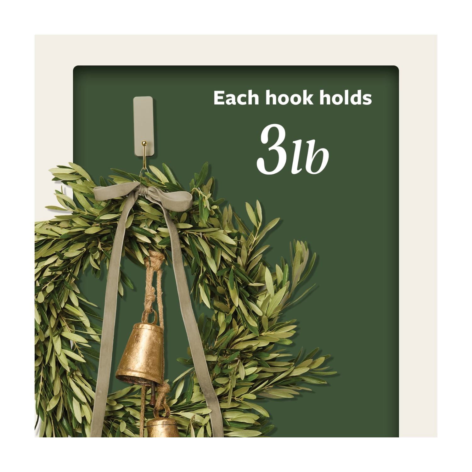 Command Medium Hooks, Latte, Holds 3 lbs, 4 Hooks, 6 Adhesive Strips