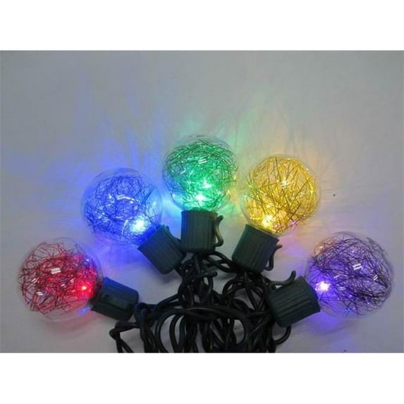 Queens of Christmas S-10G40TN5M-12G S-10G40TN5M-12G: G40 ,Tinsel, 10 multi-colored lights, 5MM LEDs, green wire,