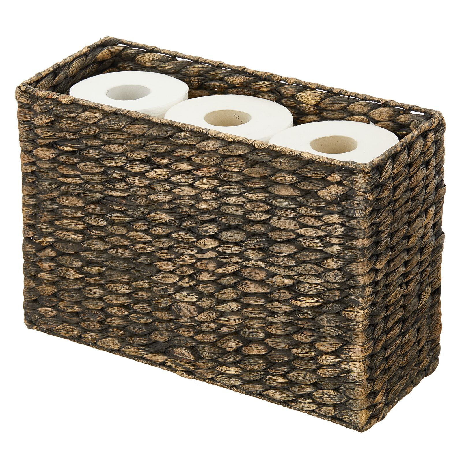 mDesign Rustic Farmhouse Rice Weave Hyacinth Toilet Paper Holder Basket