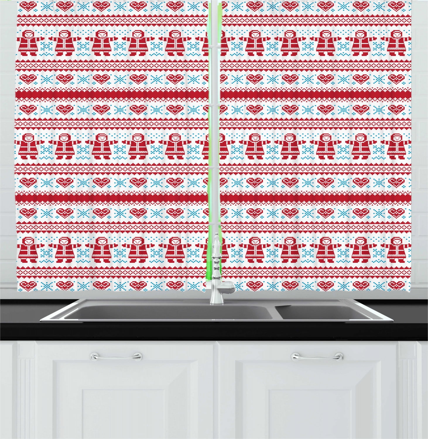 Nordic Curtains 2 Panels Set, Christmas Pattern with Winter
