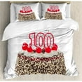thumbnail image 3 of 100th Birthday Duvet Cover Set Twin Size, Photo of Pastry Party Cake with Candles and Sprinkles Image Celebration, Decorative 2 Piece Bedding Set with 1 Pillow Sham, Multicolor, by Ambesonne, 3 of 3